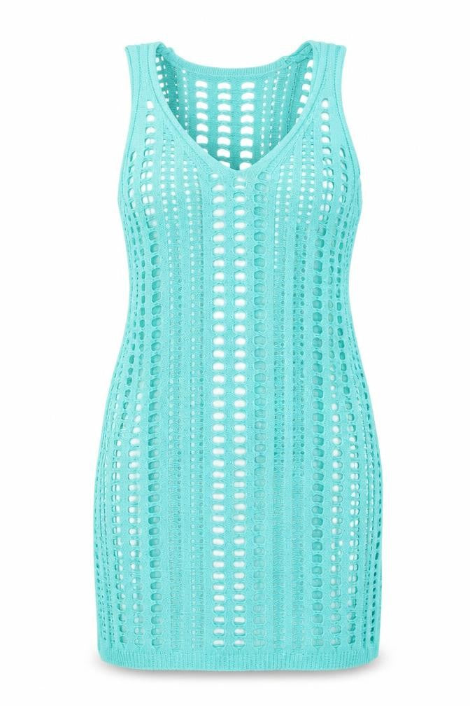 Preworn Womens Blue Acrylic Tank Dress Size M Scoop Neck Pullover
