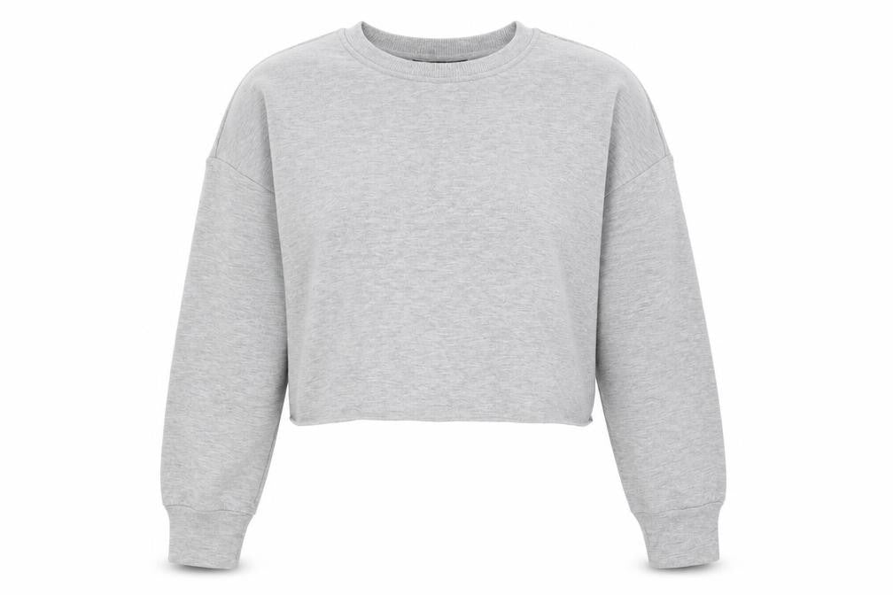 Front view of SHEIN women’s grey cotton pullover sweatshirt, size XS, pullover