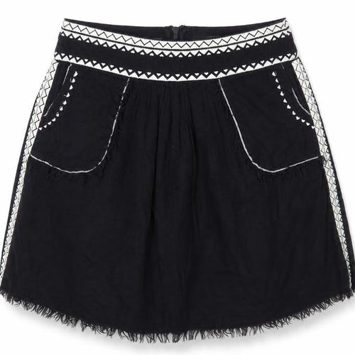 AND/OR Womens Black Geometric Cotton Mini Skirt Size 12 Zip