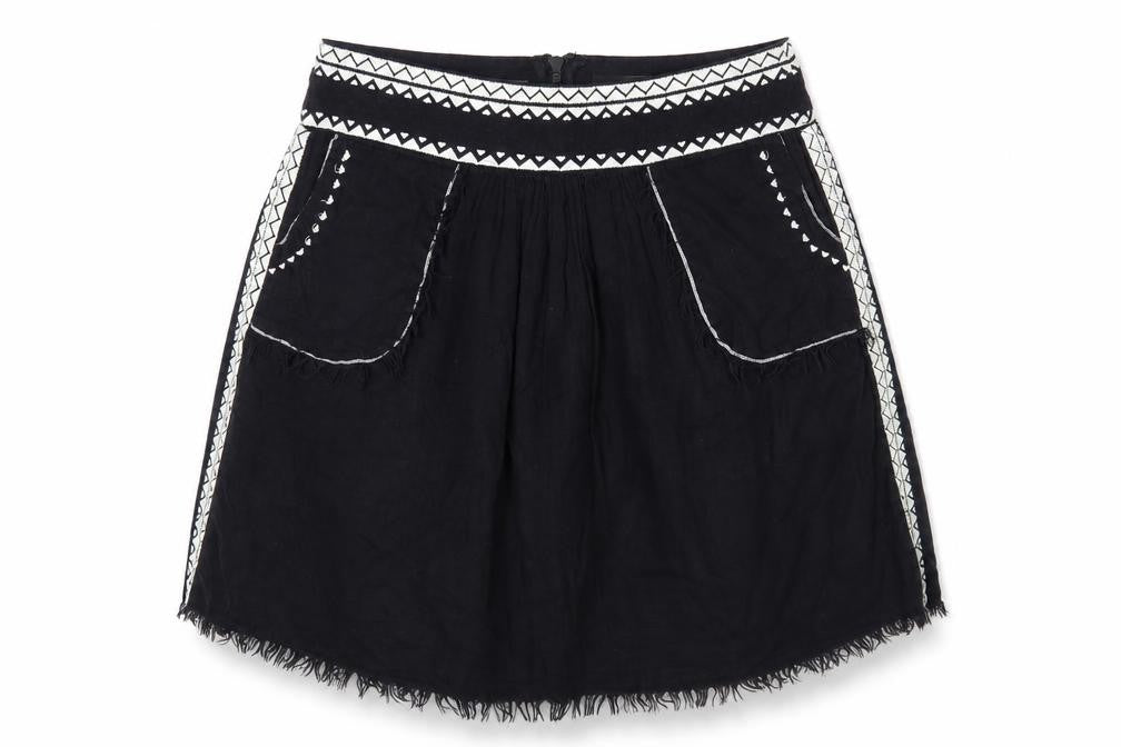 AND/OR Womens Black Geometric Cotton Mini Skirt Size 12 Zip