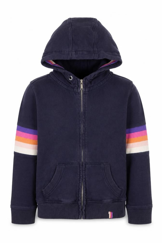 Front view of Next girls’ blue jacket, size 9, years zip