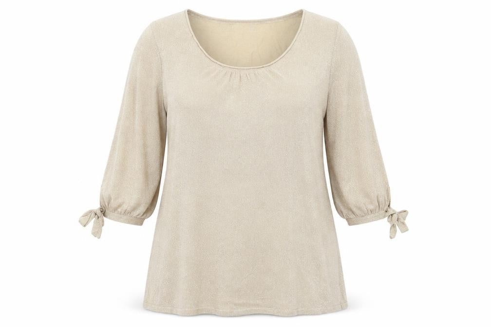 Front view of Kaliko women’s gold round neck viscose jumper, size UK 16