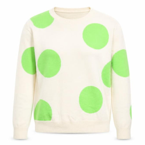 Marks and Spencer Womens Beige Round Neck Polka Dot Acrylic Pullover Jumper Size 10