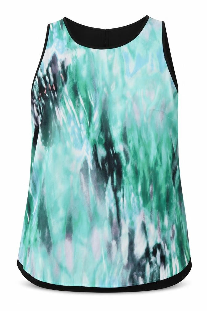Front view of Yessica women’s green polyester basic tank, size UK 16, scoop neck