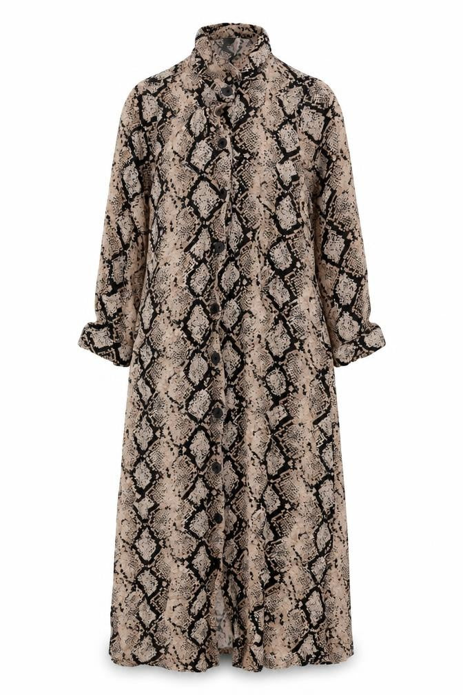 NEXT Womens Multicoloured Animal Print Viscose Shirt Dress Size 6 Collared Button - Snakeskin Pattern