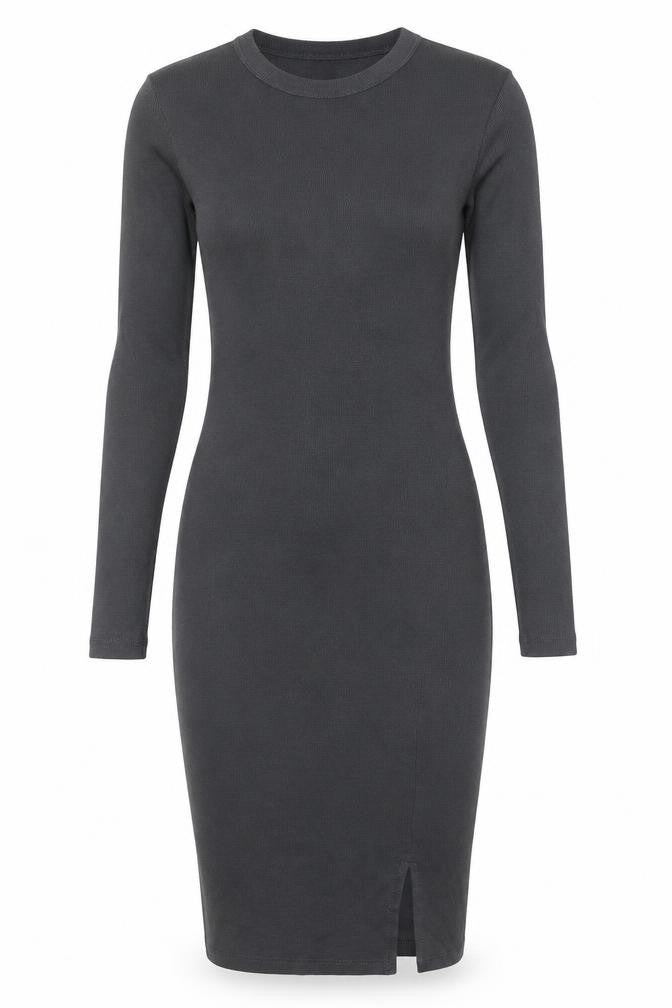 Bershka Womens Grey Cotton Bodycon Size XS Round Neck Pullover - Ribbed