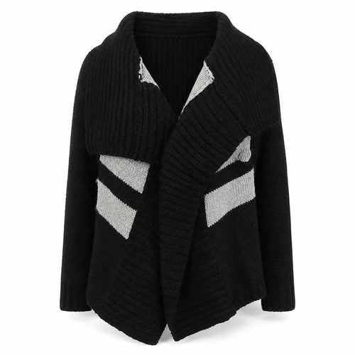 Warehouse Womens Black V-Neck Geometric Acrylic Wrap Jumper Size 6