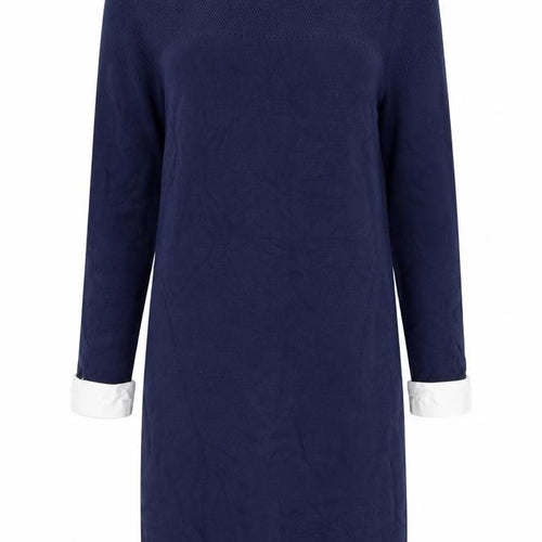 Dickins & Jones Womens Blue Cotton Jumper Dress Size S Collared Button