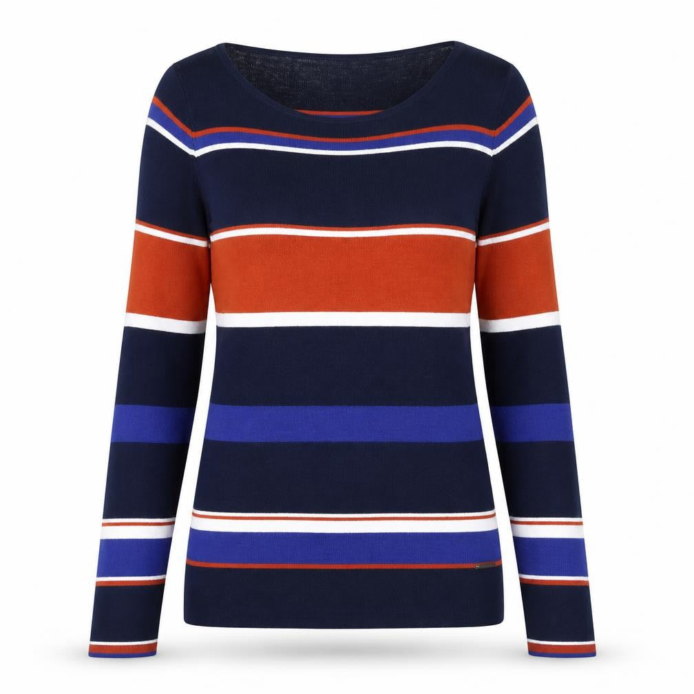 Pedro Del Hierro Womens Multicoloured Scoop Neck Striped Cotton Pullover Jumper Size S