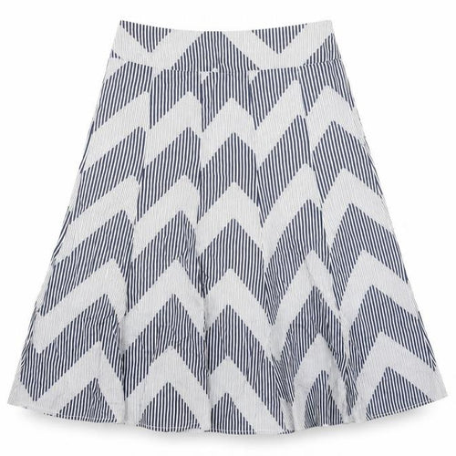 Coast Womens Blue Geometric Cotton A-Line Skirt Size 12 Zip