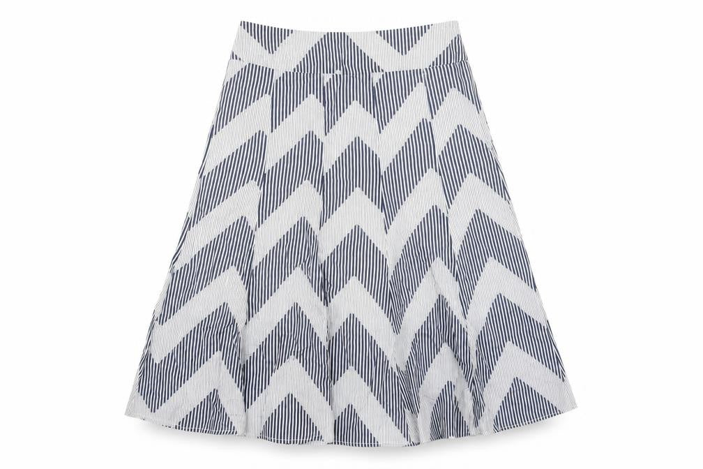 Coast Womens Blue Geometric Cotton A-Line Skirt Size 12 Zip