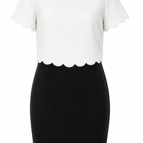 Boohoo Womens Black Colourblock Polyester Pencil Dress Size 10 Boat Neck Pullover