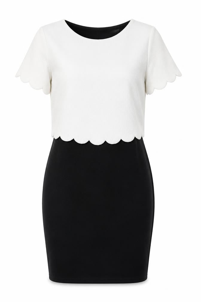 Boohoo Womens Black Colourblock Polyester Pencil Dress Size 10 Boat Neck Pullover