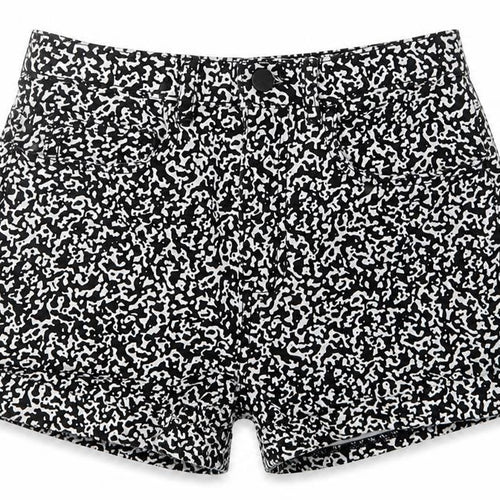 American Apparel Womens Black Animal Print Cotton Hot Pants Shorts Size 26 in Regular Zip