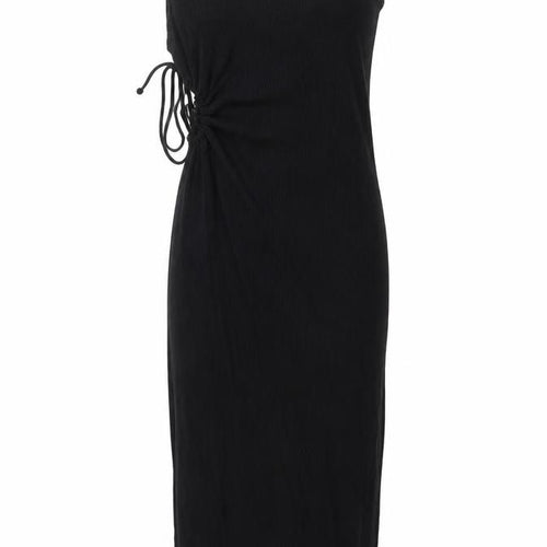 Bershka Womens Black Cotton Sheath Size S One Shoulder Tie