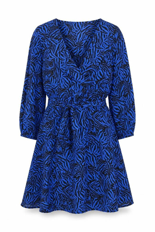Front view of New Look women’s black geometric polyester a-line, size UK 8, v-neck tie