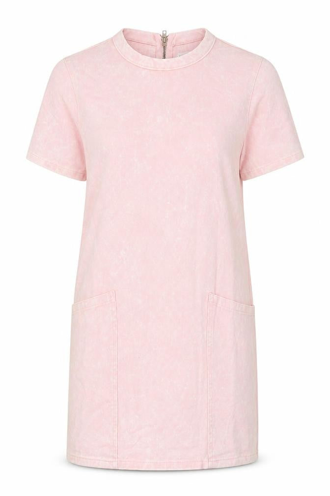 The Rockn Rev Womens Pink Cotton T-Shirt Dress Size 10 Round Neck Zip