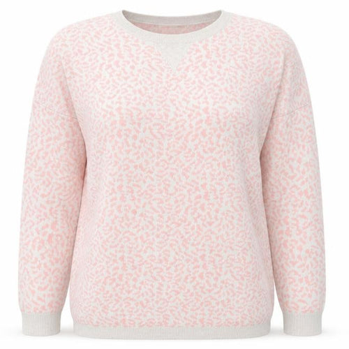 Oasis Womens Pink Round Neck Animal Print Cotton Pullover Jumper Size S