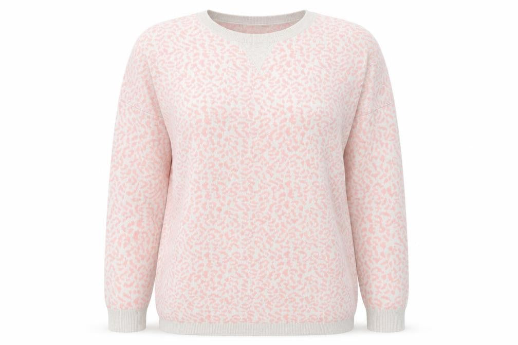 Oasis Womens Pink Round Neck Animal Print Cotton Pullover Jumper Size S