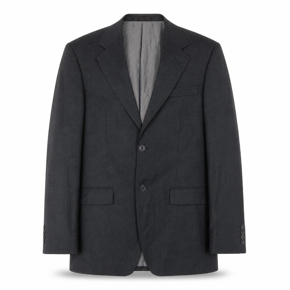 Front view of Butler & Webb men’s grey wool jacket blazer, size 38