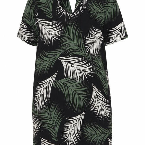 Dorothy Perkins Womens Black Floral Viscose Shift Size 10 V-Neck Button