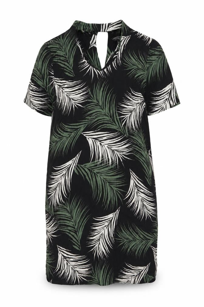 Dorothy Perkins Womens Black Floral Viscose Shift Size 10 V-Neck Button