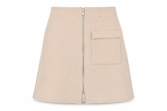 Front view of Atmosphere women’s pink polyester a-line skirt, size UK 8, zip