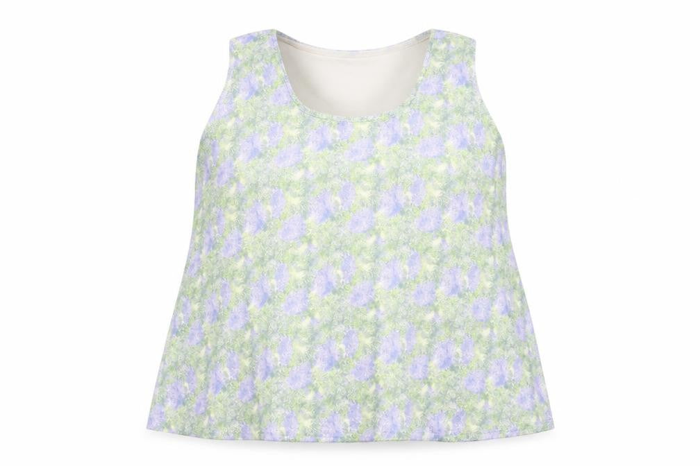 Front view of Marks & Spencer women’s multicoloured floral polyester basic tank, size UK 18, scoop neck