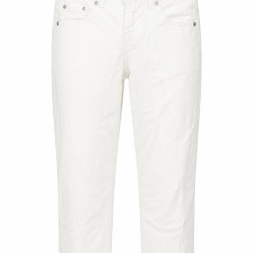 Denim & Co. Womens White Cotton Cropped Jeans Size 12 L20 in Regular Button