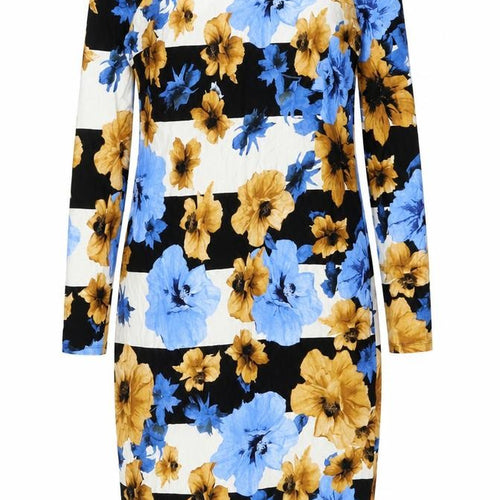 Marks and Spencer Womens Multicoloured Floral Viscose Pencil Dress Size 10 Boat Neck Pullover