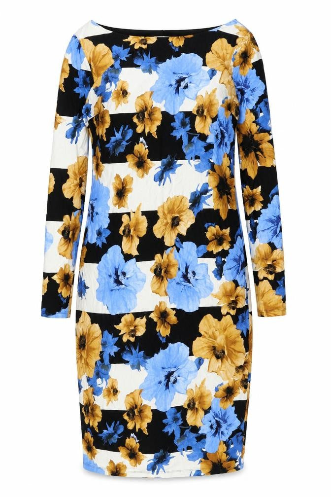 Marks and Spencer Womens Multicoloured Floral Viscose Pencil Dress Size 10 Boat Neck Pullover