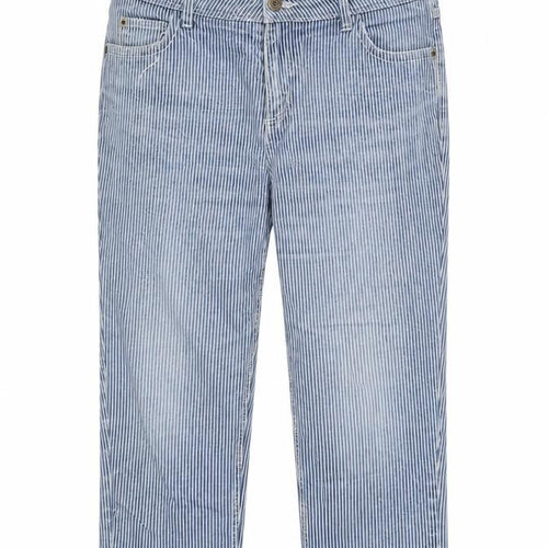 John Lewis Womens Blue Striped Cotton Cropped Jeans Size 40 in Regular Button