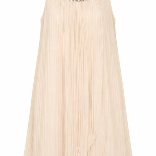 Miss Selfridge Womens Beige Polyester A-Line Size 12 Scoop Neck Pullover - Neckline Detail