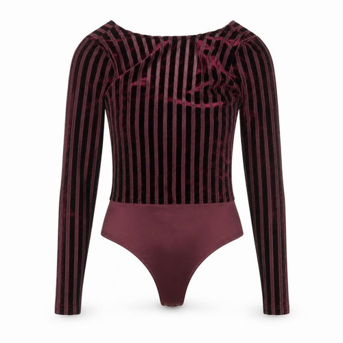 IVIVI Womens Purple Striped Polyester Bodysuit One-Piece Size S Snap