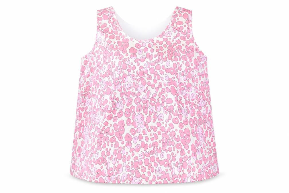 Front view of Marks & Spencer women’s pink animal print polyester basic tank, size UK 20, scoop neck