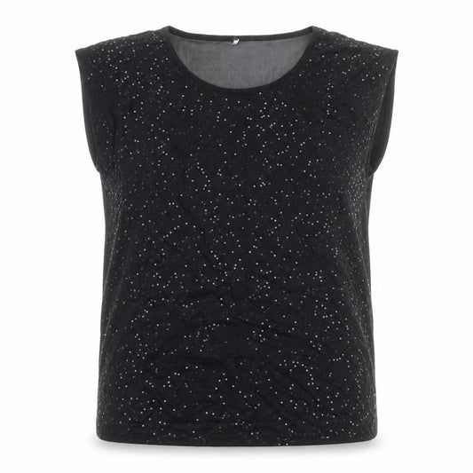 Front view of Papaya women’s black polyester basic blouse, size UK 12, round neck
