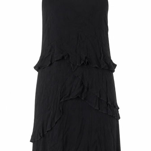 Topshop Womens Black Viscose Slip Dress Size 10 Round Neck Pullover