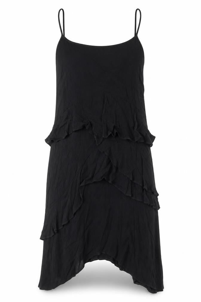 Topshop Womens Black Viscose Slip Dress Size 10 Round Neck Pullover