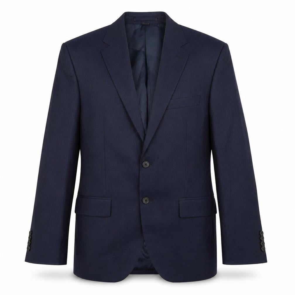 Front view of Marks & Spencer men’s blue polyester jacket blazer, size L