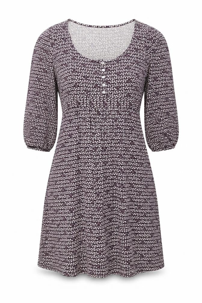 Front view of Wallis women’s red geometric viscose fit & flare, size UK 8, round neck pullover