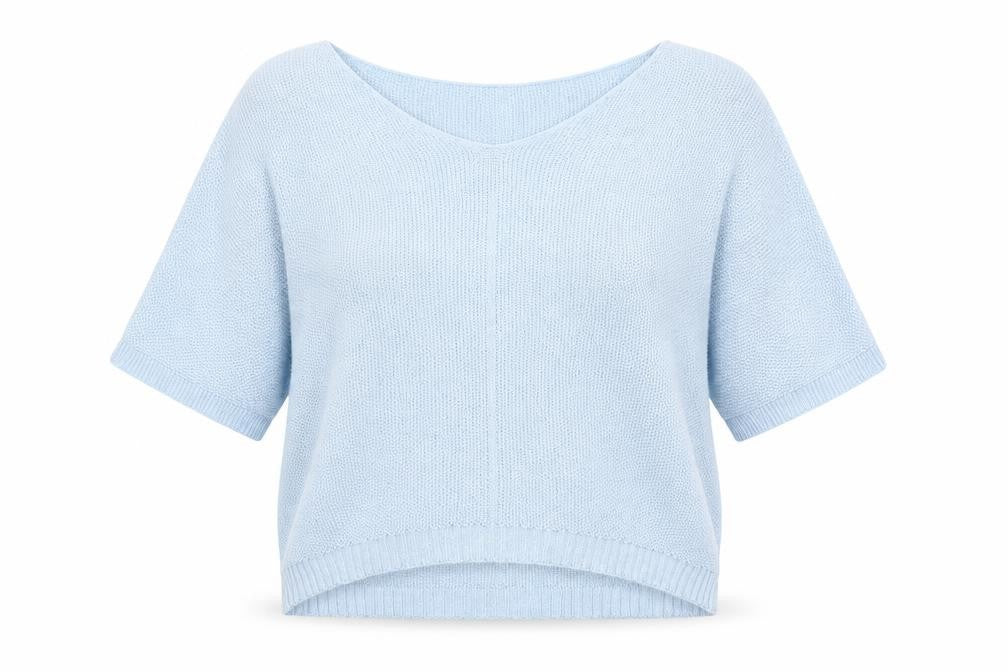 Front view of Alexara women’s blue round neck modal jumper one size