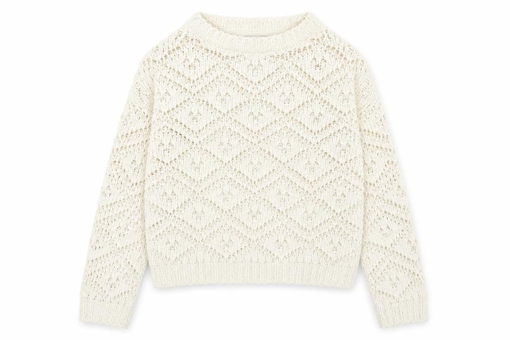 Front view of Primark girls’ white geometric polyester pullover sweatshirt, size 8-9, years pullover