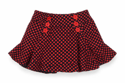 Preworn Girls Red Polka Dot Cotton A-Line Skirt Size 6 Years Regular Pull On