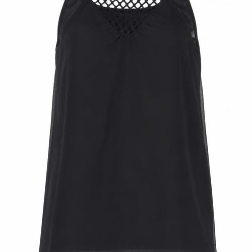 Preworn Womens Black Cotton Slip Dress Size 10 Scoop Neck Pullover
