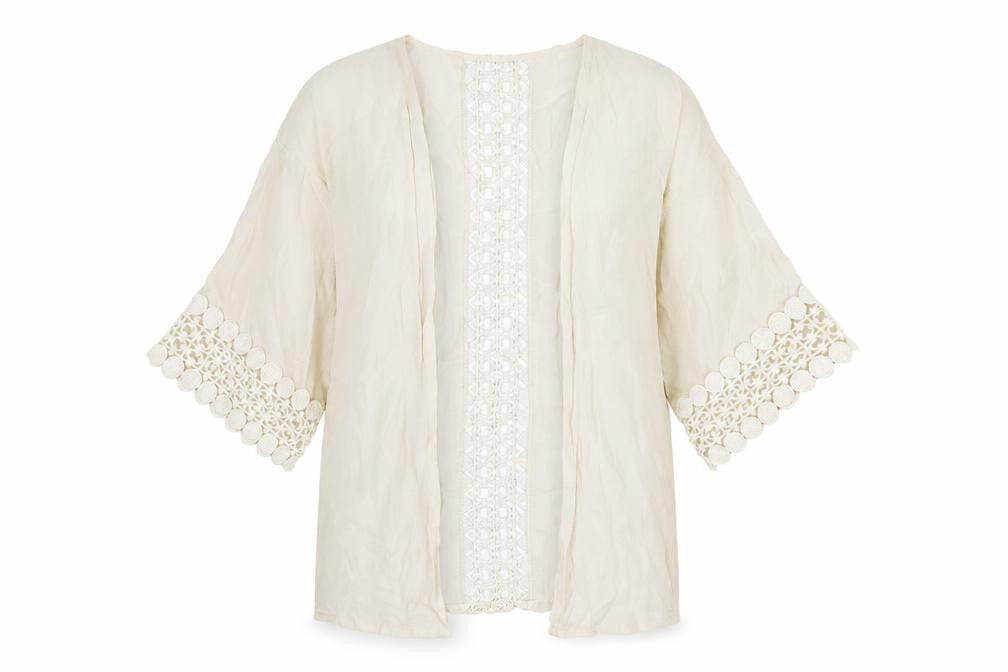 Front view of Blooming Marvellous women’s white geometric viscose basic blouse, size M, v-neck