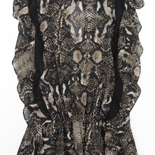 Limited Collection Womens Black Animal Print Polyester Basic Blouse Size 10 Boat Neck - Snake Skin Print