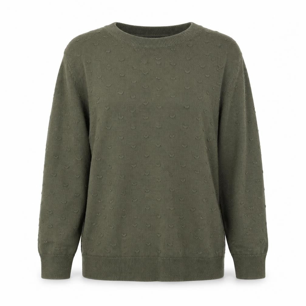 Front view of Tu women’s green round neck 100% cotton jumper, size UK 8