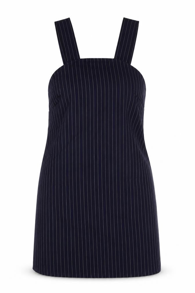 Cooperative Womens Blue Striped Polyester Tank Dress Size M Square Neck Zip