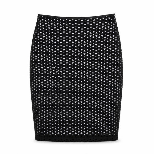 Roman Womens Black Geometric Polyester Straight & Pencil Skirt Size 10 Zip