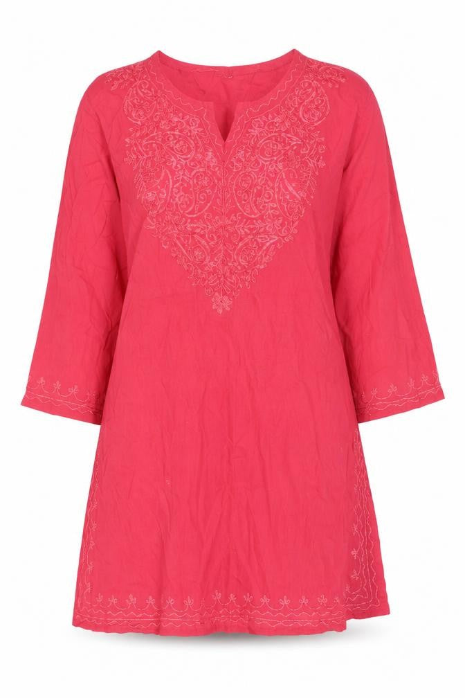 Preworn Womens Red Cotton Basic Blouse Size 8 Round Neck